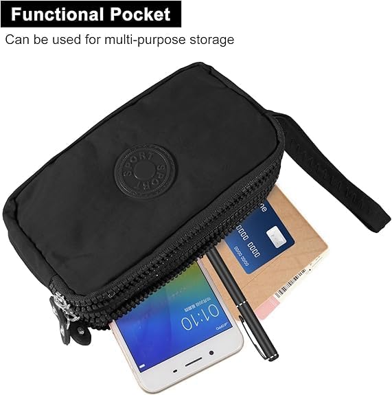 Large Capacity Wristlet Wallet - Women 3 Layers Zipper Oxford Cloth Waterproof Handbag Purse - Image 6