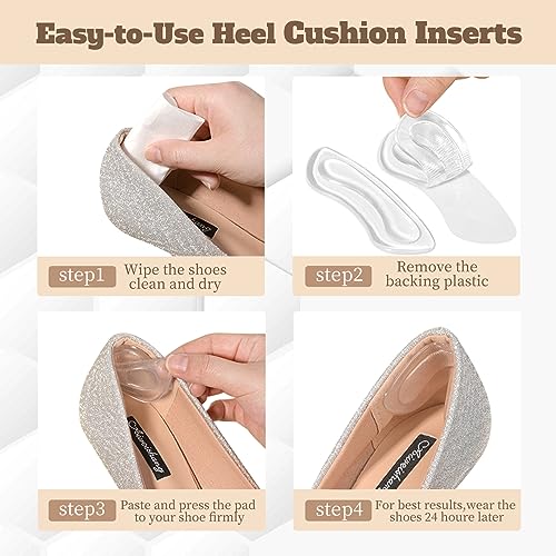 Image of EACOZY Heel Grips, Clear Shoe Heel Inserts, Heel Cushion Pads for Women Men Loose Shoes, 5 Pairs (Pack of 2)