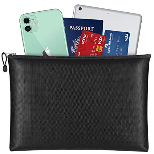 Preisvergleich Produktbild Feuerfeste Tasche für Dokumente, wasserfest und feuerfest, Aufbewahrungstasche Dokumententasche, integrierter Reißverschluss, für A4-Dokumente, Schmuck, Zertifikat, maximaler Schutz (14INCH)