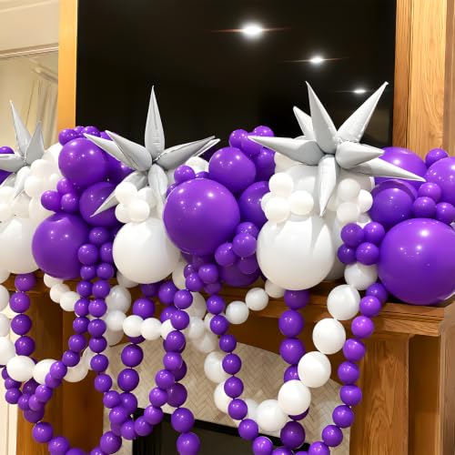 Image of Purple Link Balloons,120Pcs 6Inch Purple Latex Linking Balloons for Birthday Baby Shower Wedding Anniversary Graduation Party Decorations