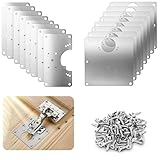 OKHOUSE 16 Piezas Placa de Reparación de Bisagras de Gabinete de Acero Inoxidable,Set de Reparación de Armarios...