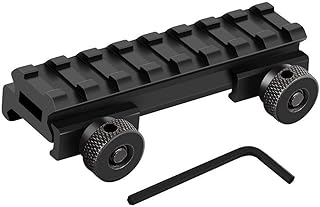 Low Profile Picatinny Rail, Riser Mount with See Through Hole for Scopes Optics and Red Dots 0.5 inch High 3.35 inches Long 8 Slots (1 Pack) - HooGou