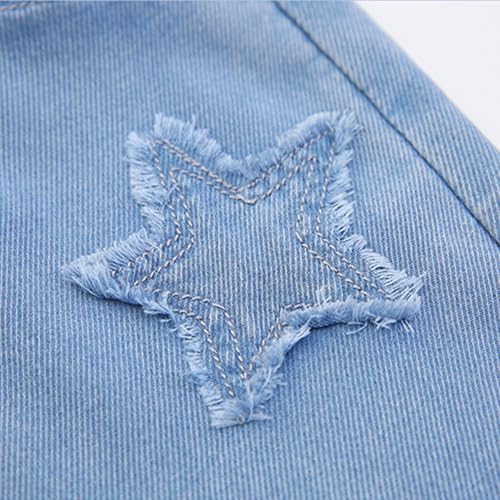Jeans Pants for Girls Fashion Cute Embroidery Baggy Wide Leg Denim Pants Tween Girls Retro Washed High Waisted Jeans4