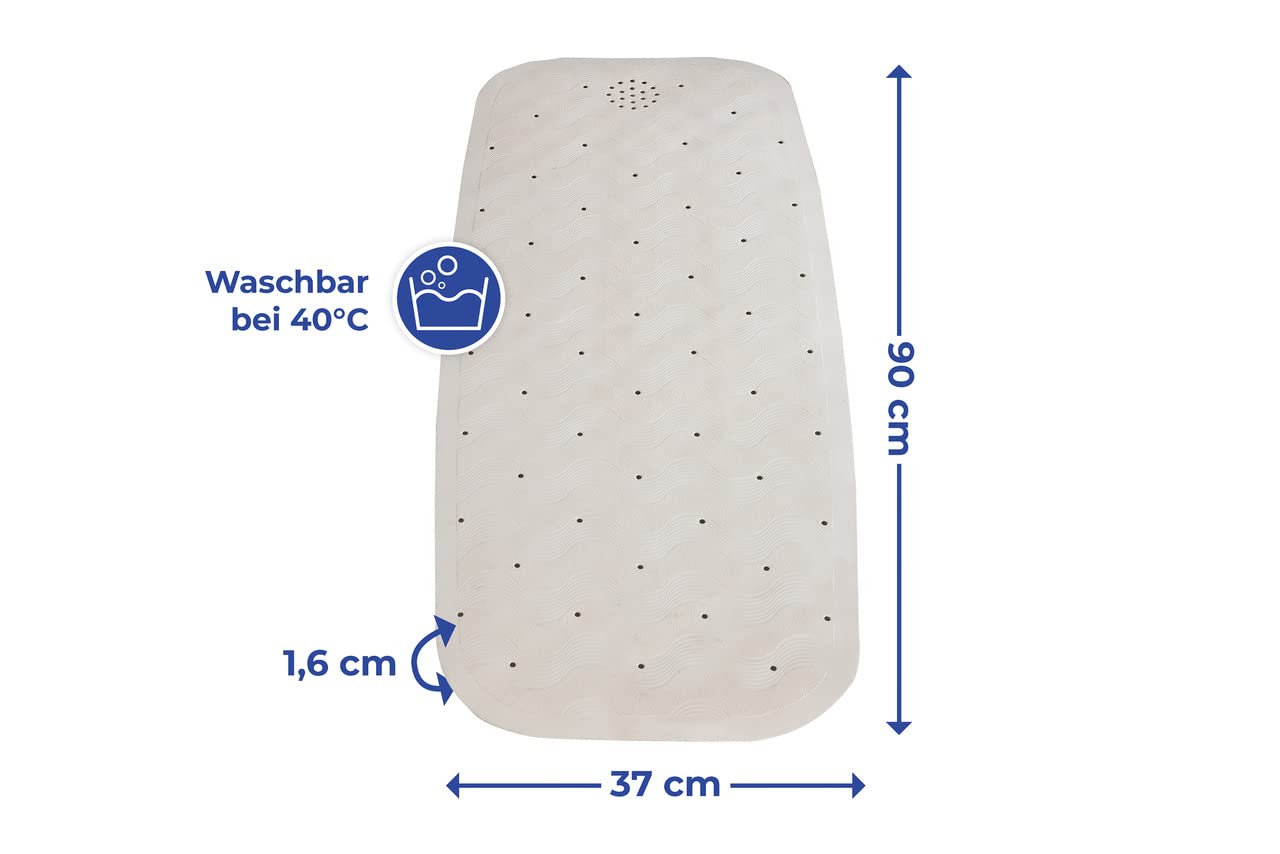 Wenko 84361900 mata do wanny z naturalnego kauczuku, guma, beżowa, 37 x 90 x 1,6 cm