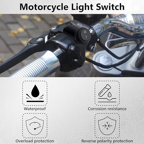 Image of Motorcycle Handlebar Switch 12V, Waterproof Motorcycle Light Toggle Switch | Aluminum Alloy ATV Light ON Off Switches, for Motorcycle ATV UTV Scooters, Fits 7 /8 inch Handlebars (22mm)