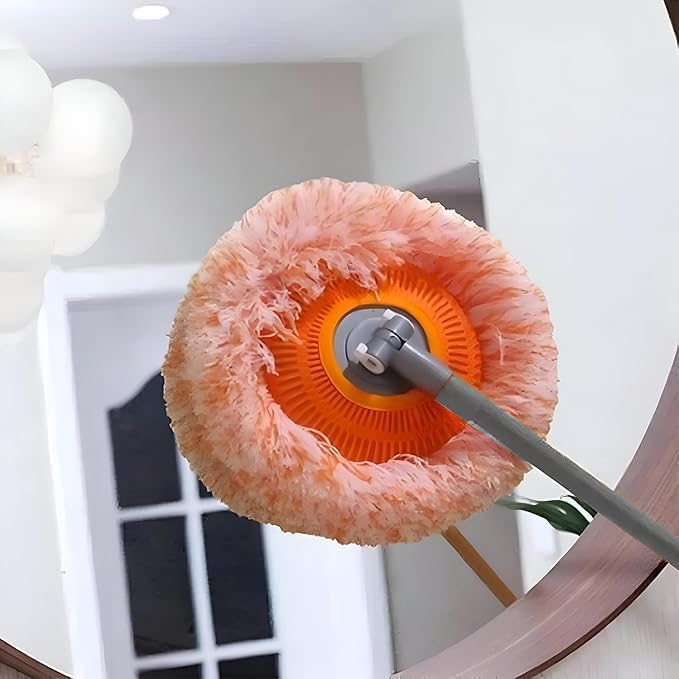 Image of Bathroom Cleaning Brush with Wiper, Long Handle Floor Scrubber Brush with Water Wiper Blade, Heavy Duty Tile & Floor Cleaning Brush, Multipurpose Bathroom Kitchen Floor Cleaner Tool (Sun Flower mop)