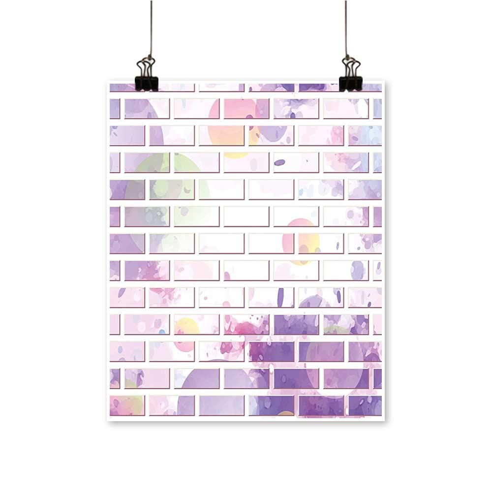 Single Painting Graffiti Brick Wall Pattern Ative Violet and Lavander Office Decorations,20"W x 36"L/1pc(Frameless)