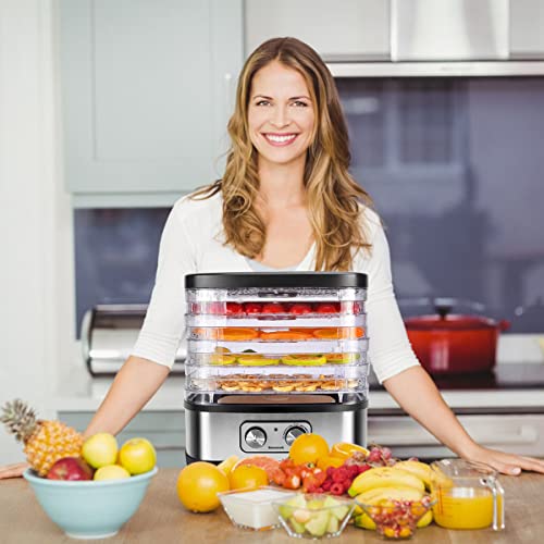 Seeutek Food Dehydrator Machine For Beef Jerky, Fruits, Vegetables Electric Dryer Machine With 5 Bpa-Free Trays, Adjustable Temperature Control, Recipe Book & 4Pcs Reusable Storage Bags #TOP7