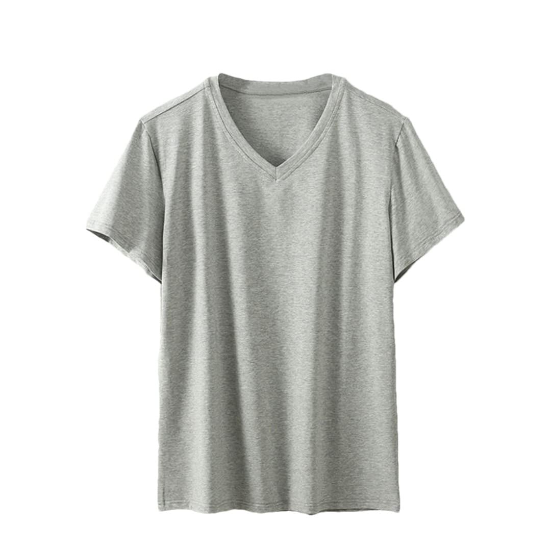 Lmtossey Letnie T-shirty Plus Size Męskie V Neck Casual Bawełniane T-shirty, Szary, 6XL