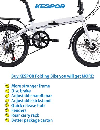 image for KESPOR K7 Folding Bike for Adults, Women, Men, Rear Carry Rack, Front 
