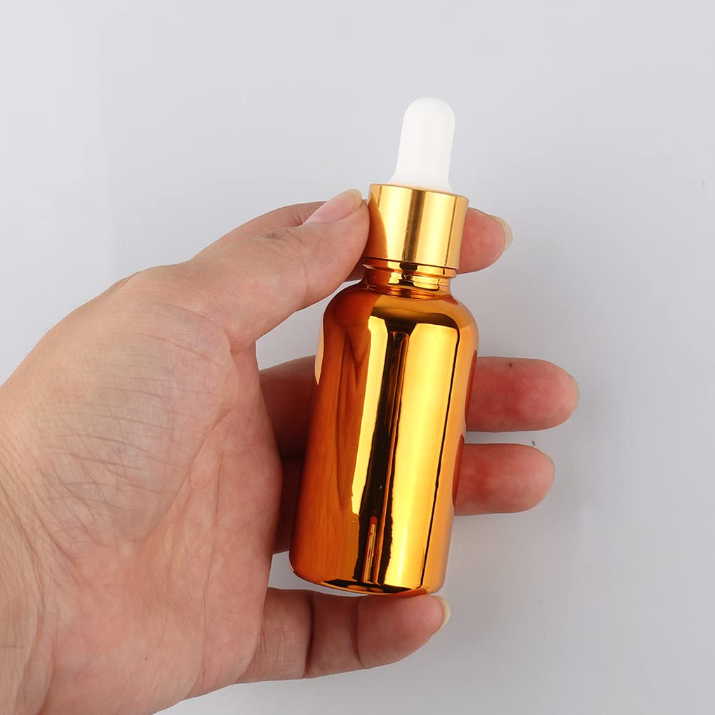 24 Pieza, Vacío 30ml Oro Cromado Botellas de Botellas de Cuentagotas Cristal, con anillo de Oro y pipeta, para Aceite Esencial, Masaje,Fragancia, Aromaterapia