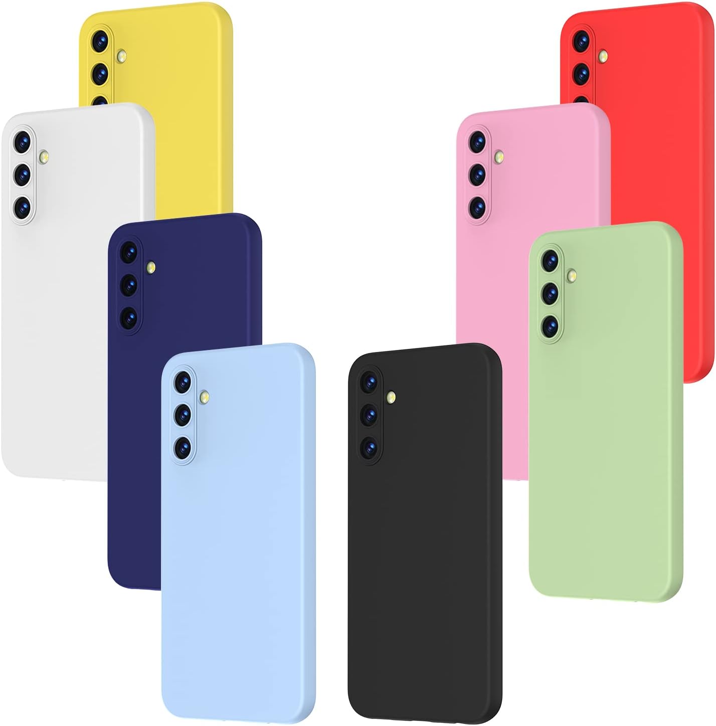 (8 Pack) for Samsung Galaxy A24 4G Case, Soft Silicone Gel Bumper Shell Shockproof Protection Phone Case Cover for Samsung Galaxy A24 4G, Red, black, dark blue, yellow, pink, white, green, purple