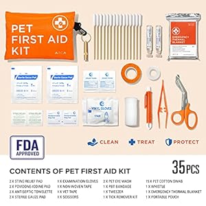 First Aid Kit 3 Piece Set – Each for Home, Car & Travel. Dog First Aid Kit with Thermometer, Tick Remover Kit & Many More