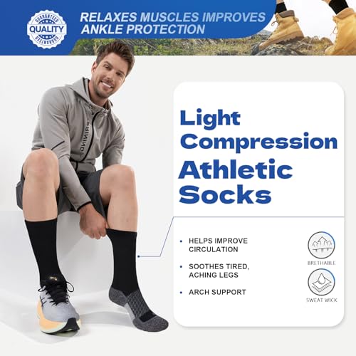 Athletic Socks for Women and Men (2 Pairs) Sport Running Crew Socks - Moisture Wicking Sock for Hiking, Cycling, Gym4
