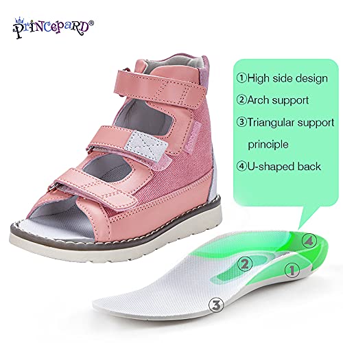 Children Orthopedic Sandals Summer Open Toe High Back Corrective Shoes with Thomas Heel for Ankle Support, Kids Toddler Girls4