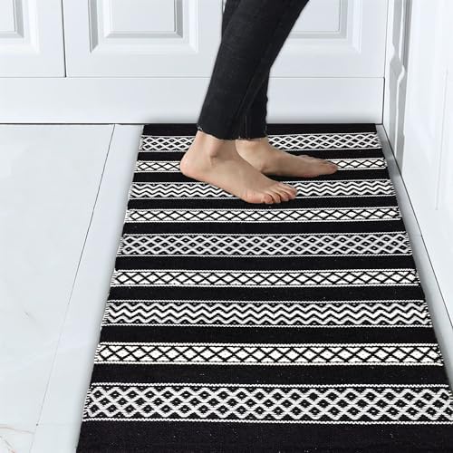 Image of 2x5 ft Cotton Runner Rug - Washable Carpet for Hallway, Kitchen & Balcony with Minimalist Vibe