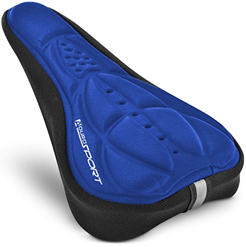 Aduro Sport Bike Seat Cushion Cover Pad with Memory Foam for Bicycle Narrow Seat Saddle, No Installation Needed, Bounce Free - Enjoy Longer Rides, Water Resistant (Blue)