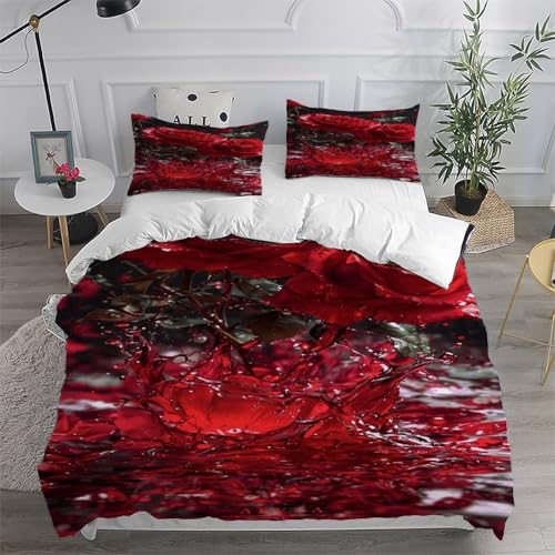 Housse de couette rose 220x240 cm en microfibre avec ses 2 taies d'oreiller - 6