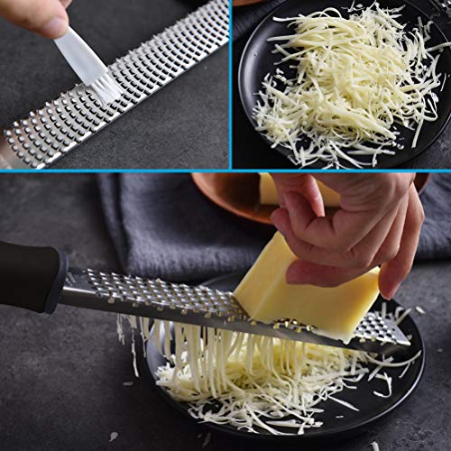 Pack of 3 Kitchen Graters, Stainless Steel Lemon Zester, Cheese Grater and Shredder, Non-Slip Ergonomic Handle, Kitchen Tool for Grating Chocolate, Ginger, Citrus, Lime Nutmeg and Many More (BLACK)