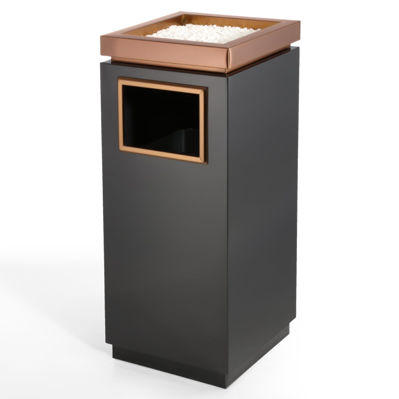 WICHEMI Commercial Outdoor Trash Can, Stainless Steel Indoor Outdoor Trash Can with Lid, Removable Inner Bucket Metal Garbage Can for Home, Office, Restaurant Elevator Entrance - 11.8×11.8×28.4 in