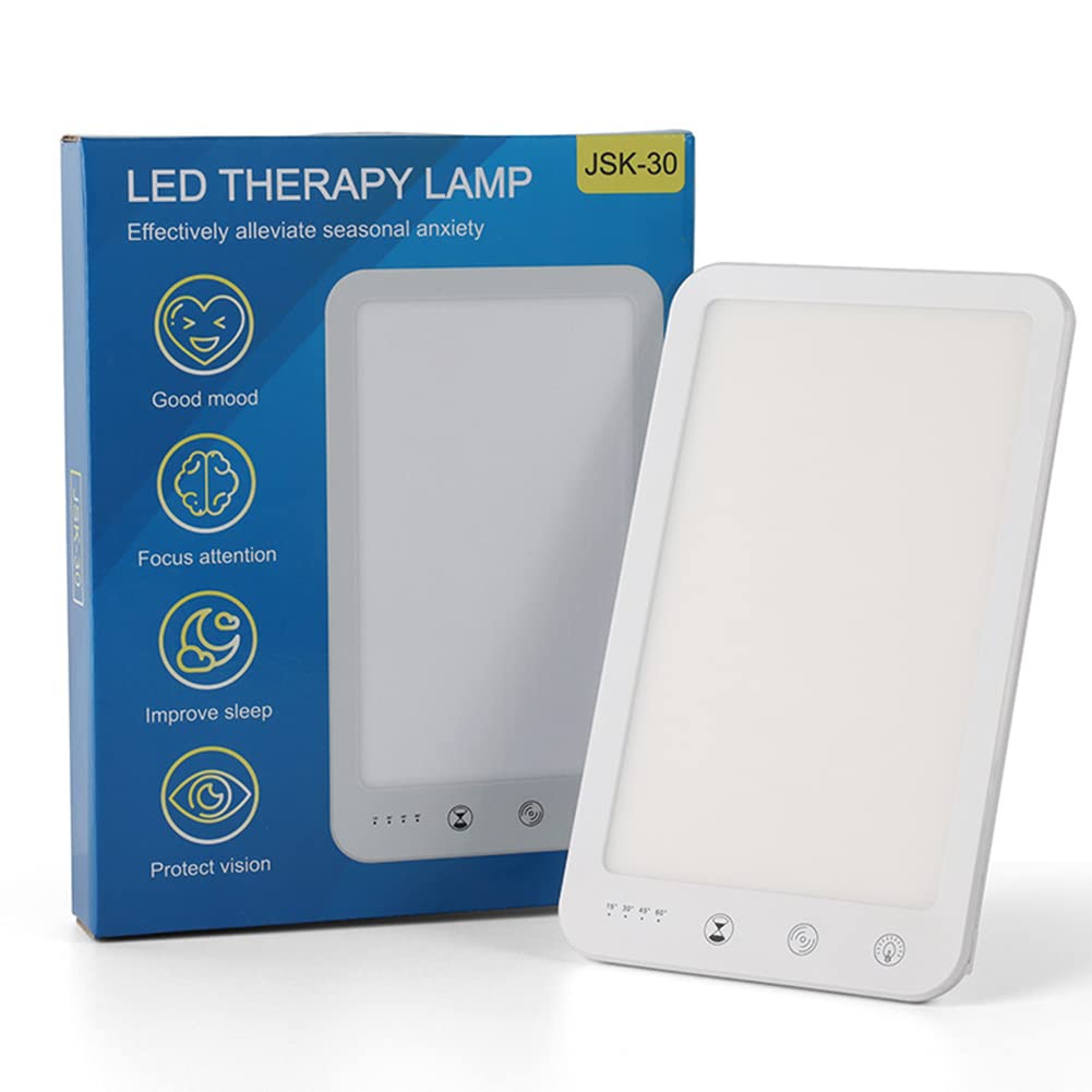 Lampe Triste, 10000 Lux Portable Lampe De Luminothérapie, Sans UV 5 Niveaux De Luminosité Réglables 4 Fonction De Minuterie, Le Traitement Efficace Des Troubles Affectifs Saisonniers,Blanc