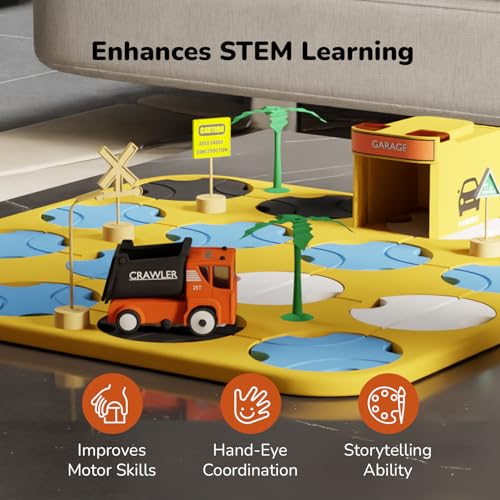 Image of Lifelong Cuppy 41-Piece DIY Maze Track Toy with Light & Music | STEM Learning Puzzle Game with Garage, Road Signs & Battery Car | Educational Construction Playset for Kids | Boosts Skills for 2+ Years
