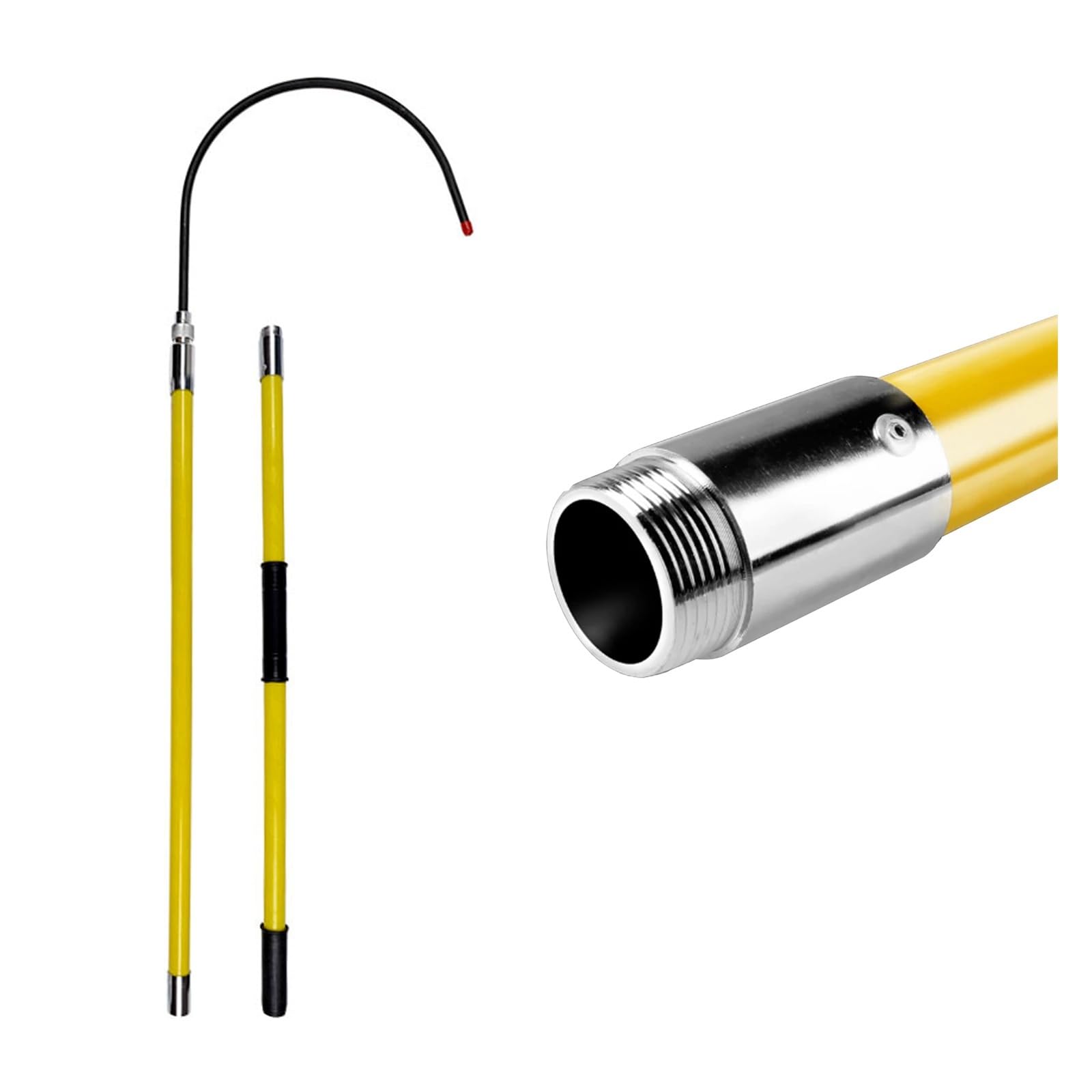 Vyrata Yellow Anti-Electrocution Hot Stick, High Voltage Insulated Rescue Hook, Fiberglass Electrical Safety Lifesaving Pole for Electricians, Firefighters(L 3.3ft/1m)
