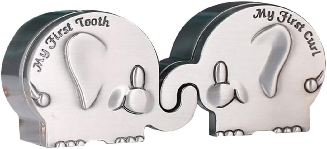 MERRYHAPY My First Tooth and Set Elephant Shape Newborn Baby Keepsake Box Baby Shower