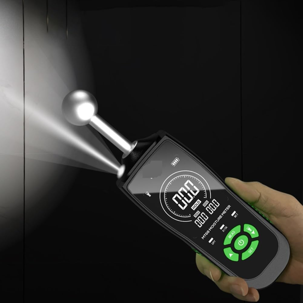 Medidor de Humedad Digital sin Pines para Granos, con Alarma, para Madera, con Pantalla LCD retroiluminada, para Paredes y leña.