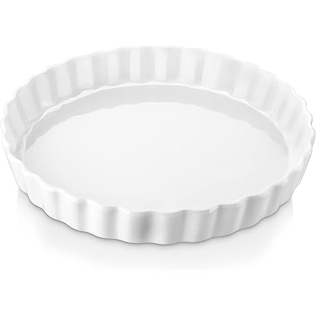 LOVECASA Porcelain Pie Pan with Ruffled Edge: The Quintessential Round Baking Dish
