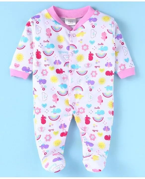 Image of New Born Baby 100% Cotton Rompers for Sleepsuits Jumpsuit Night Suits for Baby Boys & Girls |Onesies| Infant Clothes Pack of 3