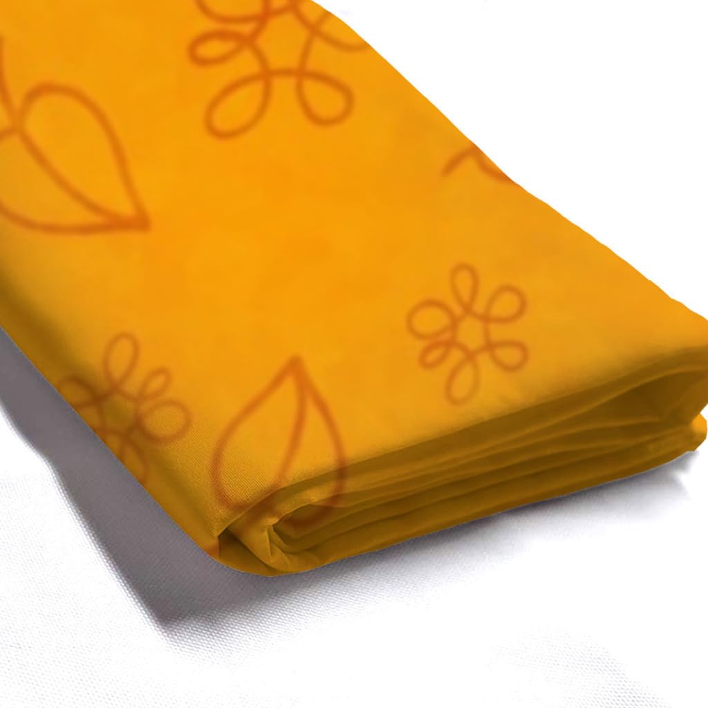 Tenda Doccia In Poliestere Con Motivo Astratto Arancione E Fiori - 180x180 Cm, 12 Ganci Inclusi, Stampa 3D, Opaca, Lavabile, Per Bagno E Camper
