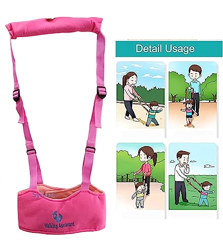 Image of Baby Walking Harness - Handheld Kids Walker Helper - Toddler Infant Walker Harness Assistant Belt - Child Learning Walk Support Assist Trainer Tool - for 7-24 Month Old (Pink)