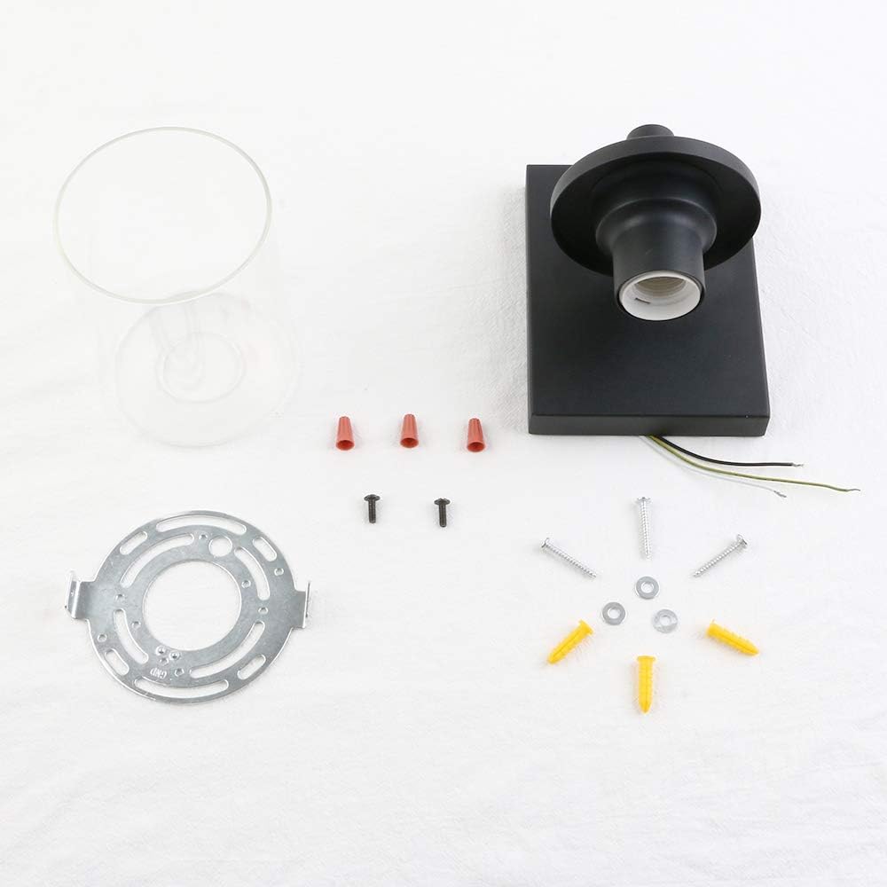 Bіg Sаlе Pathson 1-Light Vintage Wall Sconce, Bathroom Wall Light with Clear Glass Shade and Metal Base, Industrial Wall Mount Light Fixtures for Bedroom Vanity Mirror Hallway Kitchen (Black)