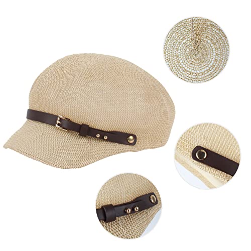 Sombrero visera tejida de paja para mujer miniatura 5