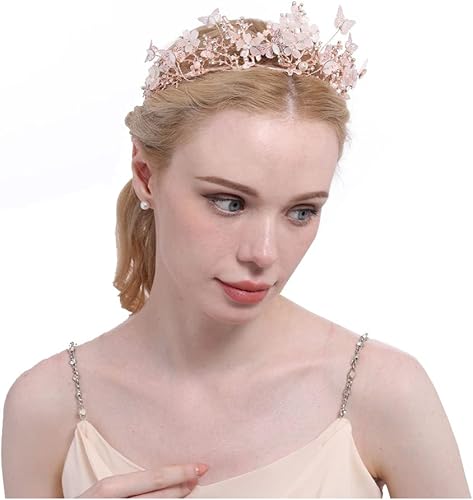 Miniatura 2 de Corona de novia barroca perla Rhinestone corona y tiara mariposa diadema boda accesorios para el cabello princesa corona novia tiaras