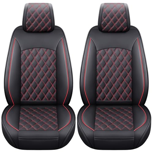 Image of Aierxuan Front Toyota Tacoma Seat Covers Waterproof Leather (Black-Red)