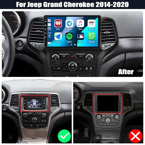 [8 Core 4+64GB] Qualcomm Android 15 Car Stereo for Jeep Grand Cherokee 2014-2020 with CarPlay Android Auto,9" Car Radio with Bluetooth5.1 GPS WiFi FM/RDS DSP EQ SWC Backup Camera by GOHHDL - Used condition - Image 2