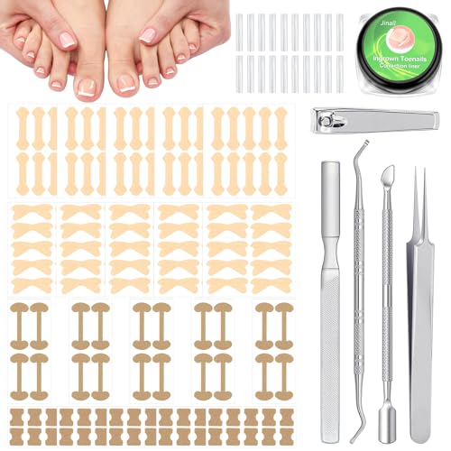 MELLIEX 225 Stück Eingewachsene Zehennägel Kit Ingrown Zehennagel Eingewachsen Set mit Atmungsaktive Zehennagel Korrektur Patch Nagelpflege-Streifen Nagelknipser Nagelschieber Nagelfeile Pinzette