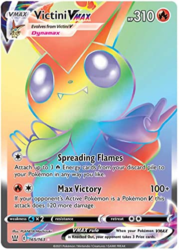 pokemon cards vmax rainbow Victini VMAX 165/163 Rainbow Rare Pokemon Card (Battle Styles) +  TitanCards® Toploader : Amazon.com.be: Toys