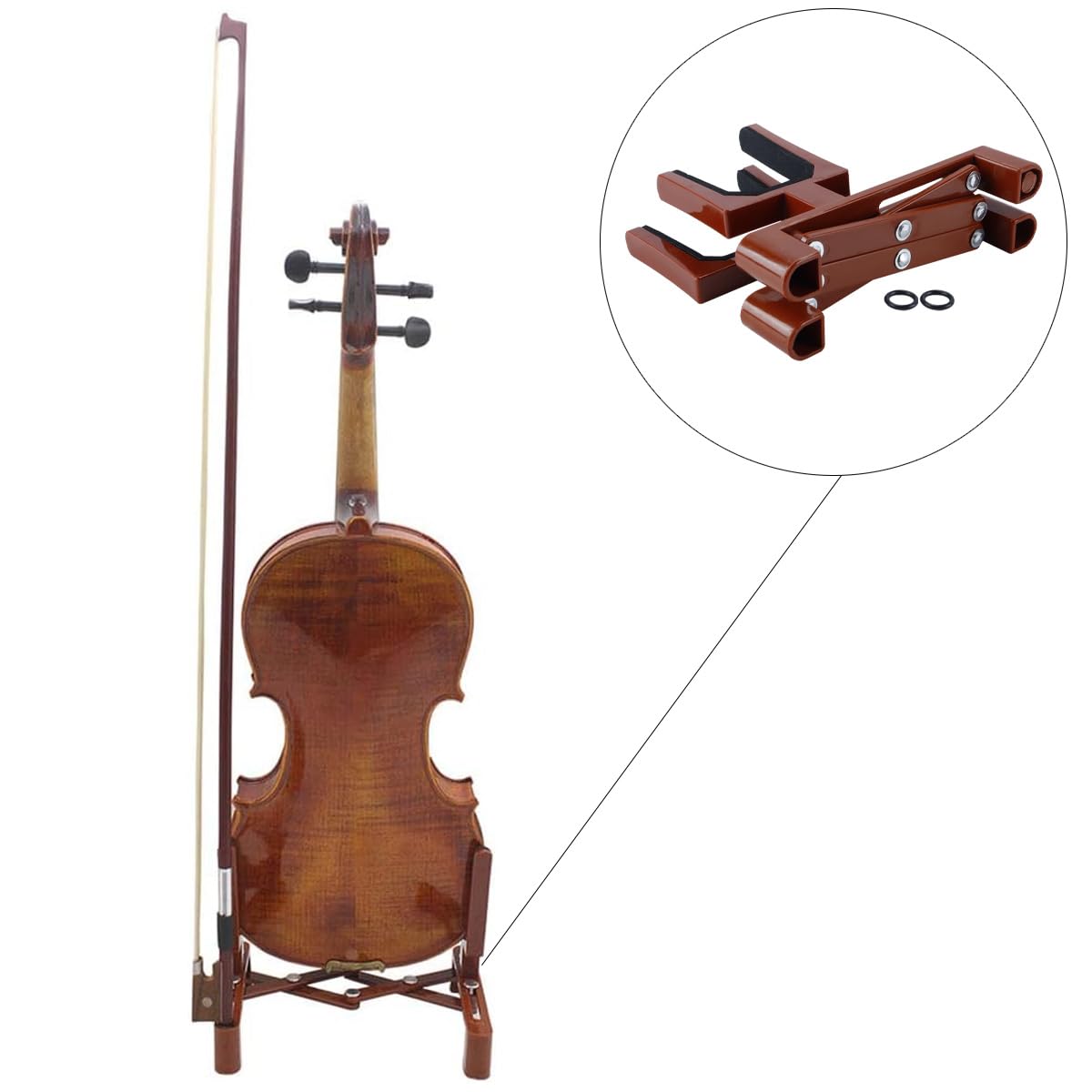 Ausi Soporte para violín, profesional, portátil y plegable, accesorio para instrumento, color rojo