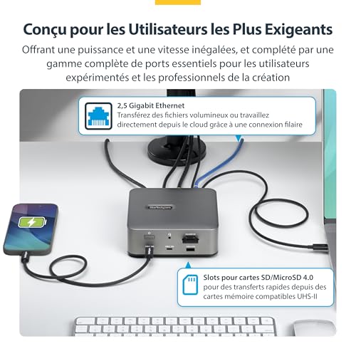Station d'accueil Thunderbolt 5 StarTech Double 8K 60Hz pour Windows et Mac - 6
