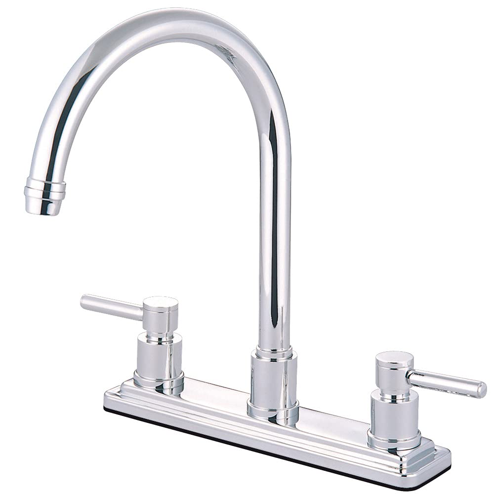 Kingston Brass KS8791DLLS Concord Twin Leva Maniglie 8 Pollici Rubinetto Cucina Meno Spruzzatore, Cromo Lucido