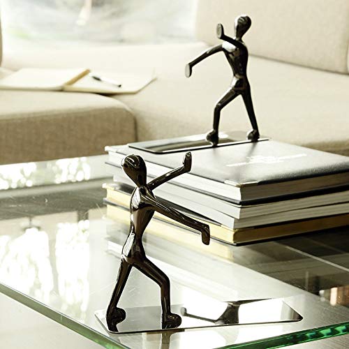 Kung Fu Man, fermalibri in acciaio inox, alla moda, resistente, organizer per libri, per scuola, casa, ufficio, biblioteca, regali per letteri (Nero)