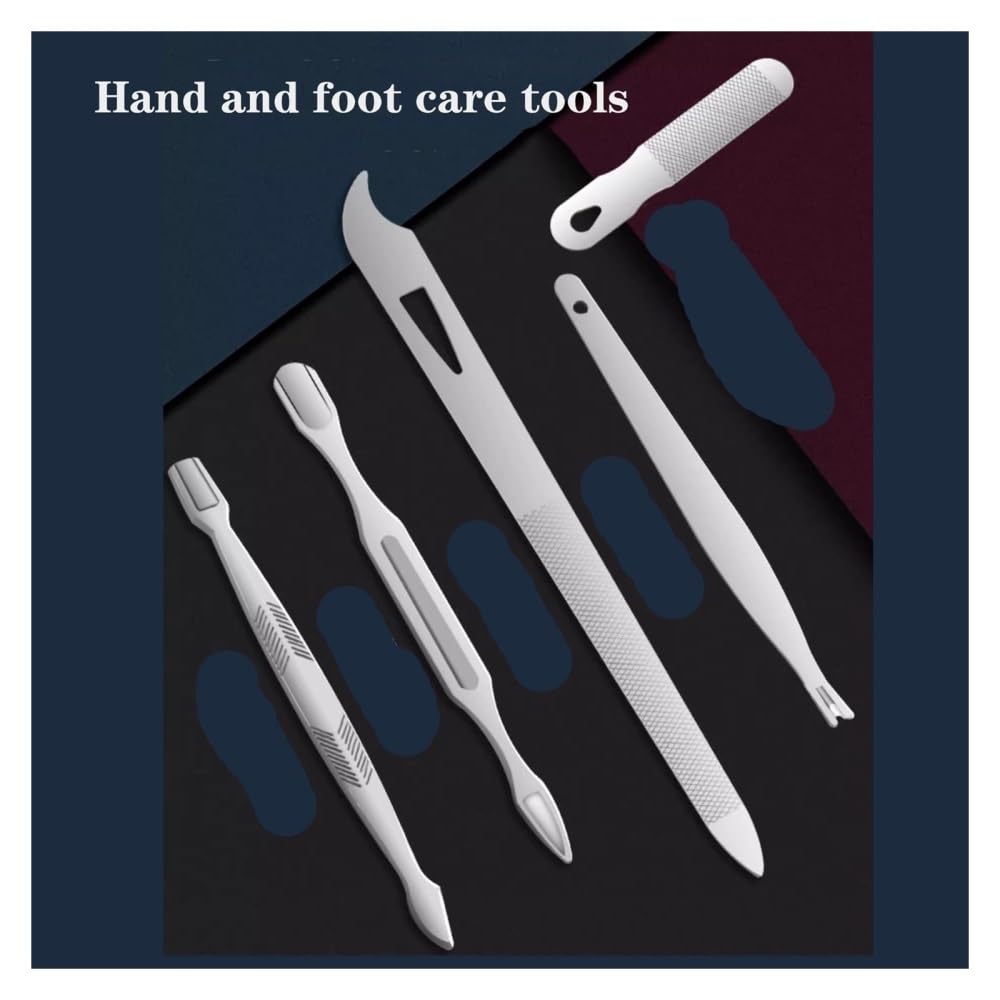 Tagliaunghie, Set per Manicure e Pedicure, Professionale, 19 Pezzi, in Acciaio Inox, per la Cura delle Unghie, con Custodia da Viaggio in Pelle per Uomo e Donna.