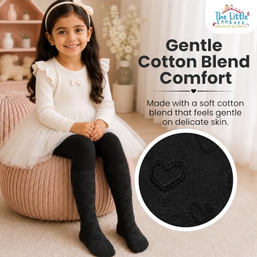 Image of THE LITTLE LOOKERS Baby Tights Thick Toddler Baby Girl Seamless Knit Leggings Thick Solid Cotton Stockings Footed Pants Pantyhose for Years Baby