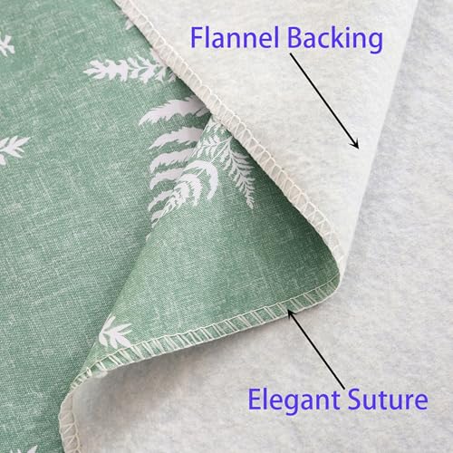 Image of Heavy Duty Vinyl Tablecloth with Flannel Backing Waterproof Oil-Proof Plastic Table Cloth Stain-Resistant Wipeable Rectangle or Square Table Cover for Indoor and Outdoor (Mint Leaf, 60X102 Inch)