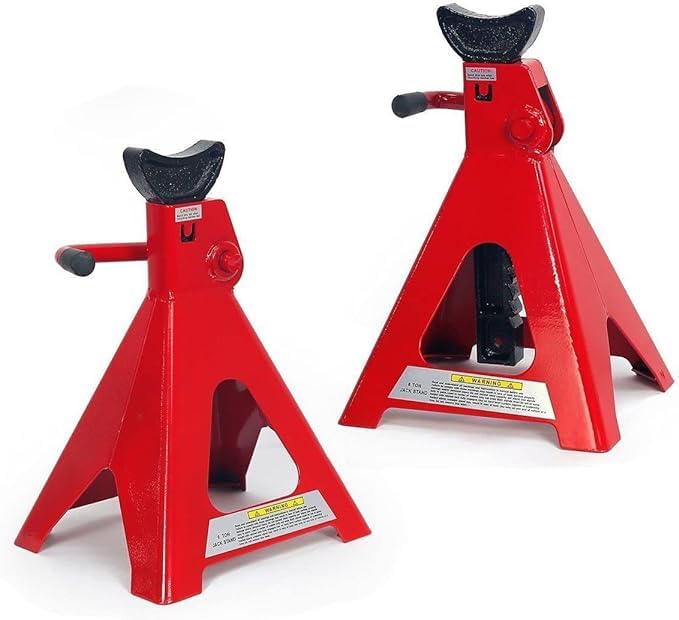 Coppia Cavalletti da 6 Tonnellate per Auto Camper Moto Crick Solleva Auto Cavalletti di Sostegno per Officina Garage Portata 6 TON Regolabile da 370 a 610mm