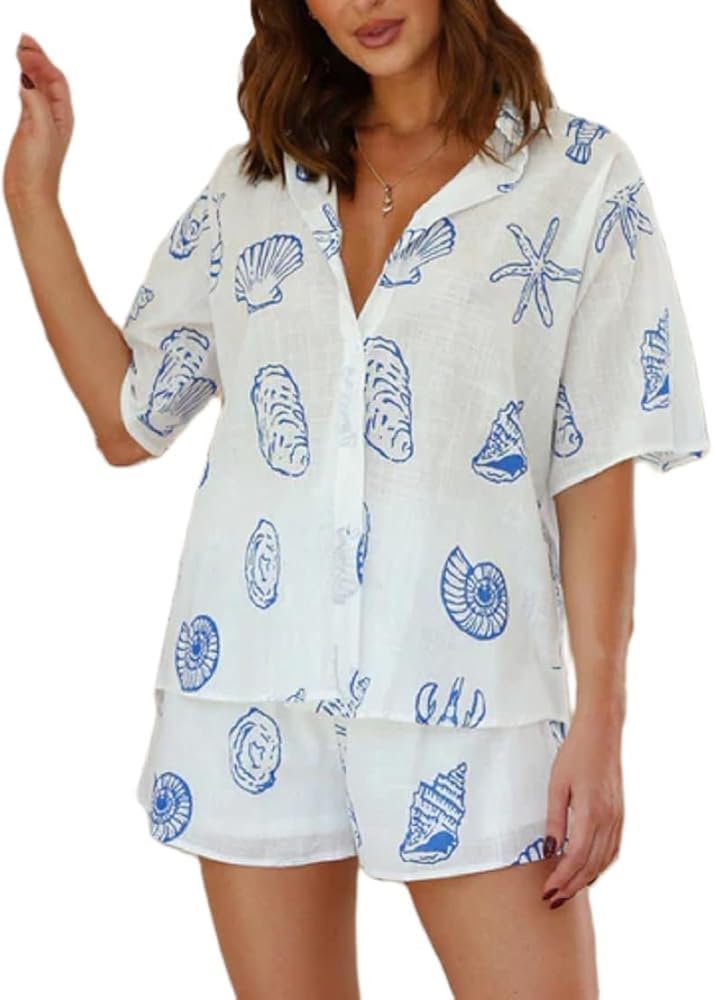 Women’s Summer Printed Shirt and Shorts Set