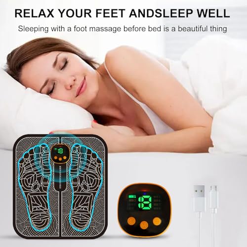 EMS masajeador de pies, Plegable y Portátil Masajeador Eléctrico de Pies con 8 Modos de Masaje y 19 Niveles de Intensidad, Con mando a distancia, para Circulación Sanguínea Alivio del Dolor Muscular - imagen 6
